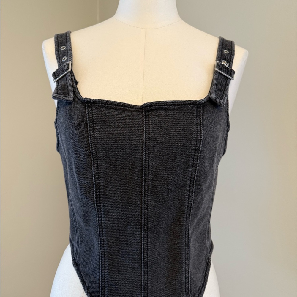 Wild Fable Black Denim Corset Top